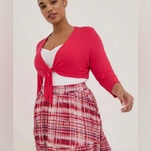 MAKE OFFER! Cover Up With This!  Vibrant Pink Super Soft Shrug With Ties